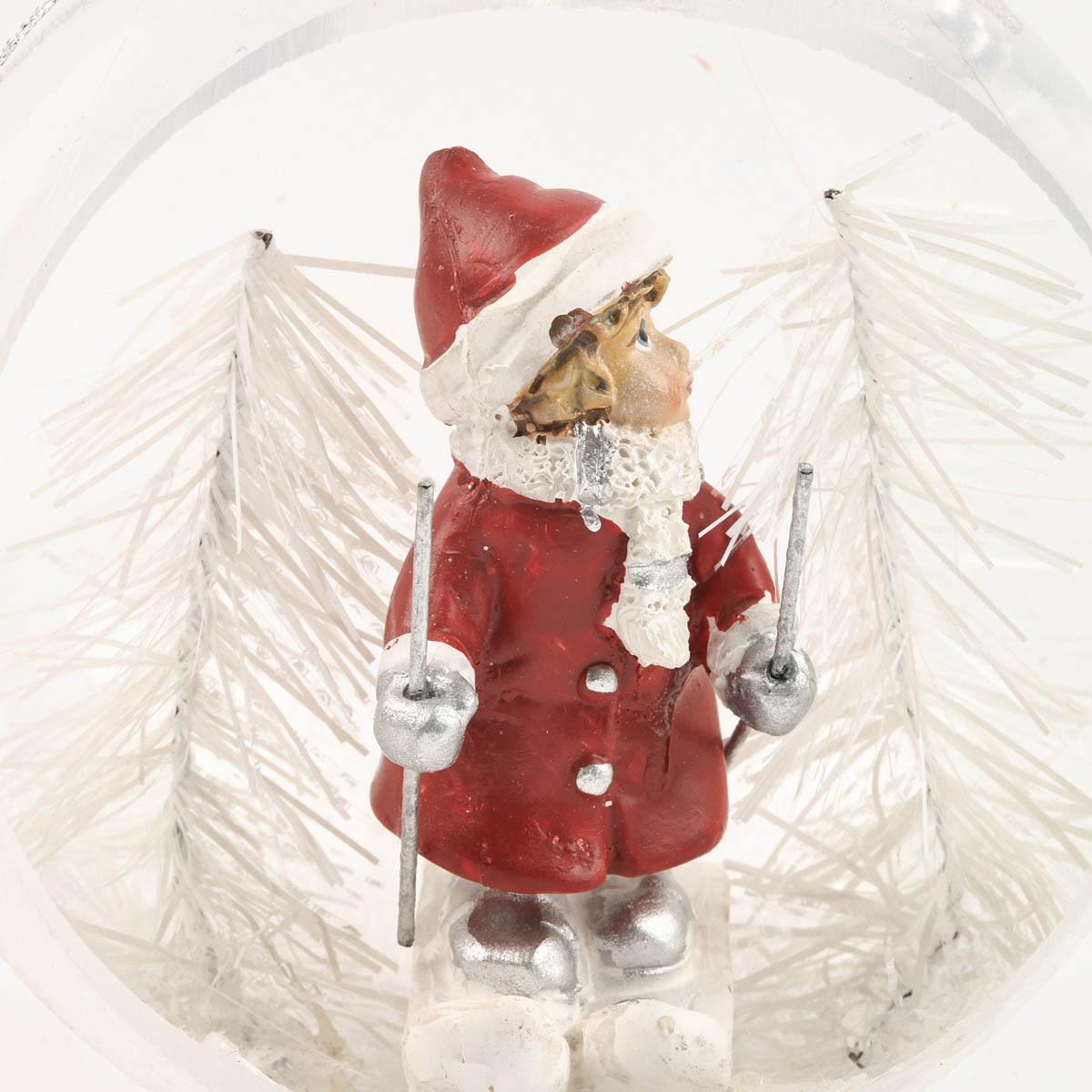 Ёлочное украшение Шар прозрачный открытый 9,5 см с девочкой всередине и бантом, 5730 1