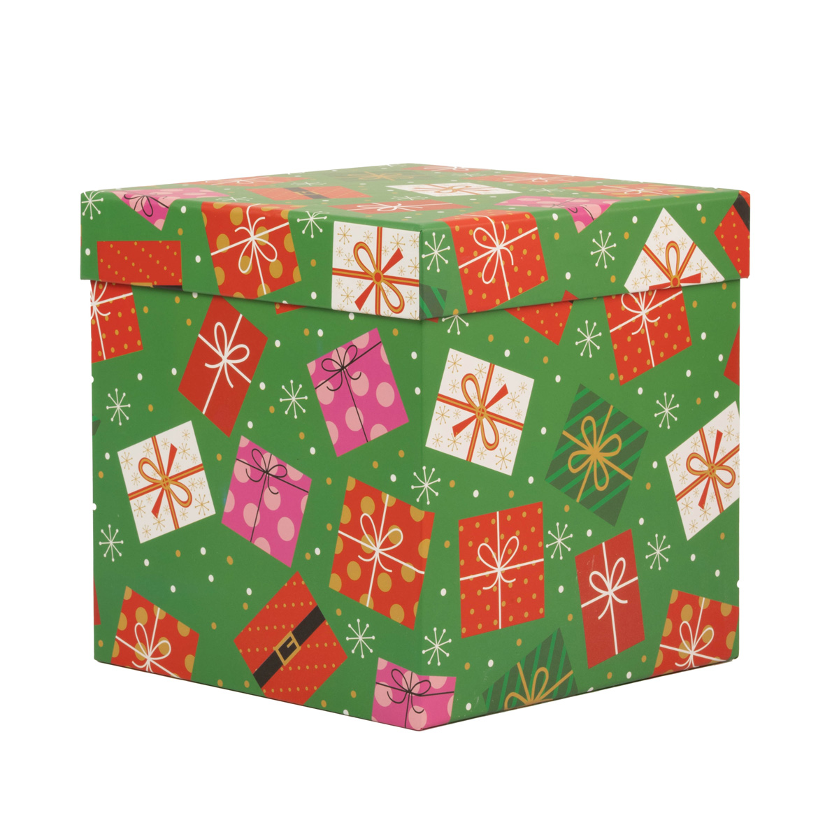 Подарункова коробка НР, зелена "Новорічні подарунки", 17*17*17 cм, 120543884