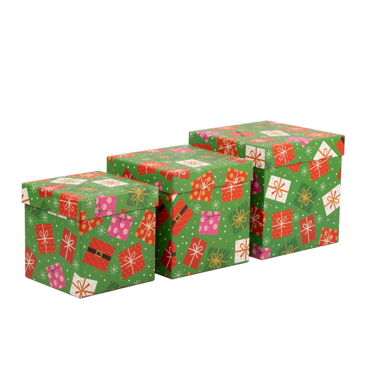 Подарункова коробка НР, зелена "Новорічні подарунки", 19*19*19 cм, 120543885 2