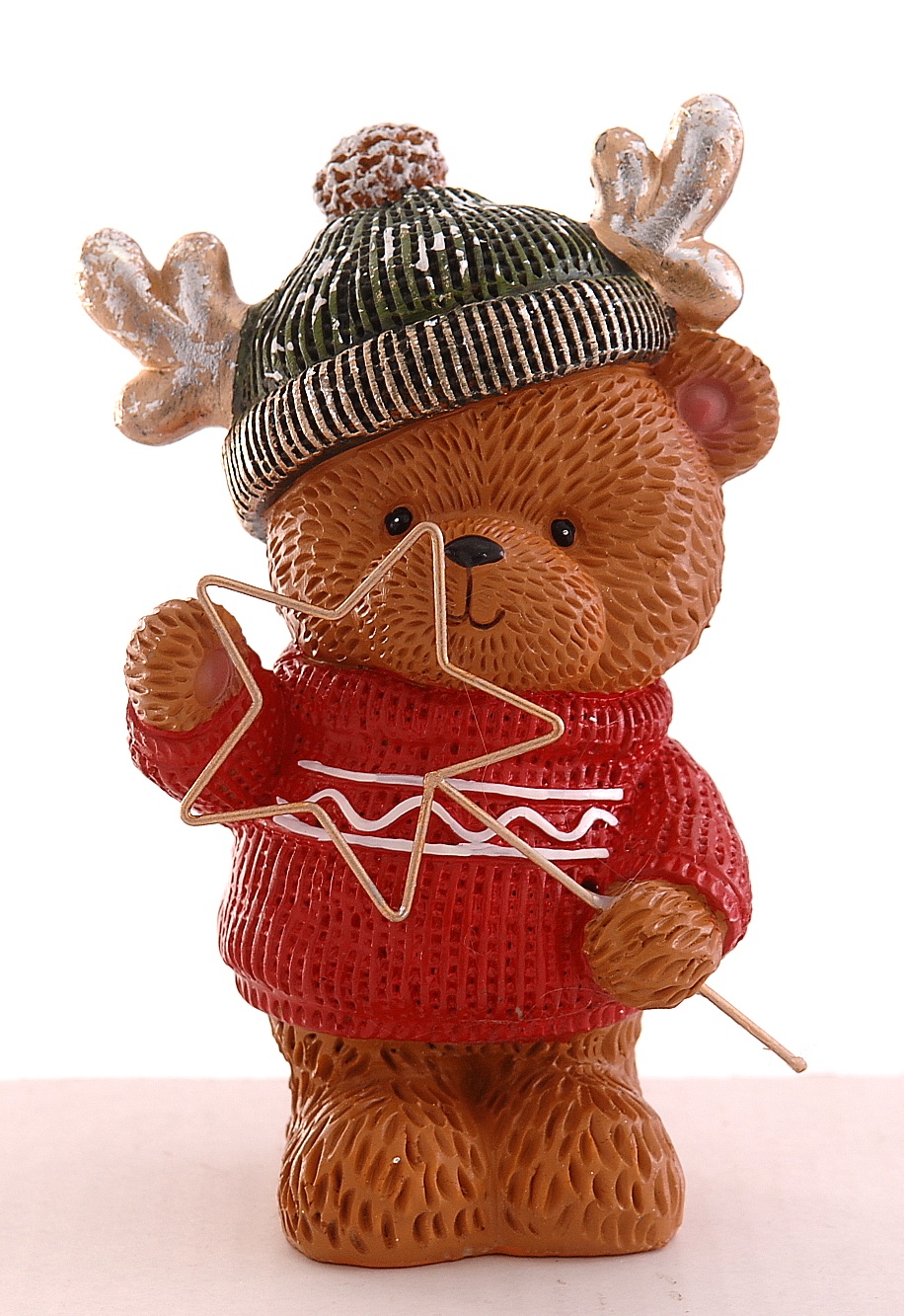 Украшение сувенирное, декоративная статуэтка «Мишка с металлической звездой» 18 см, 25505, ТМ «A&G»