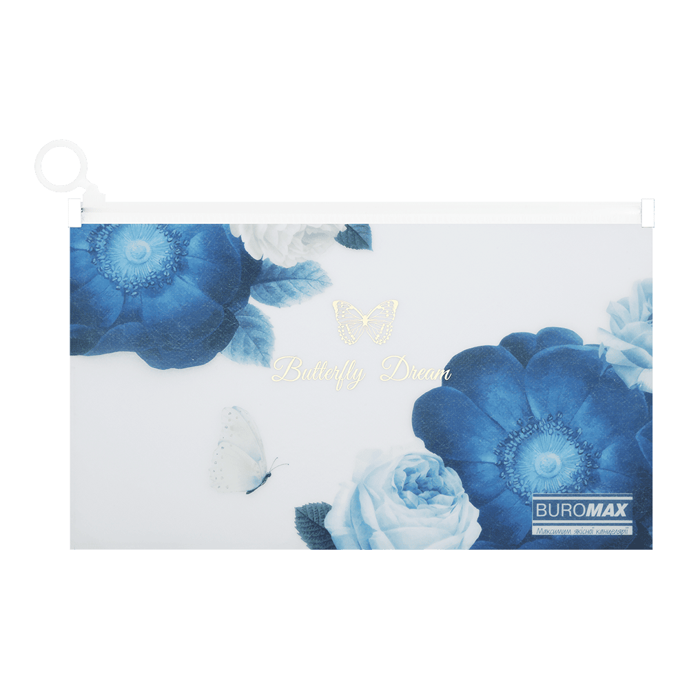 Папка-конверт DL на zip-блискавці Arabeski,непрозорий матовий, пластик, темно-синій, BM.3949-03