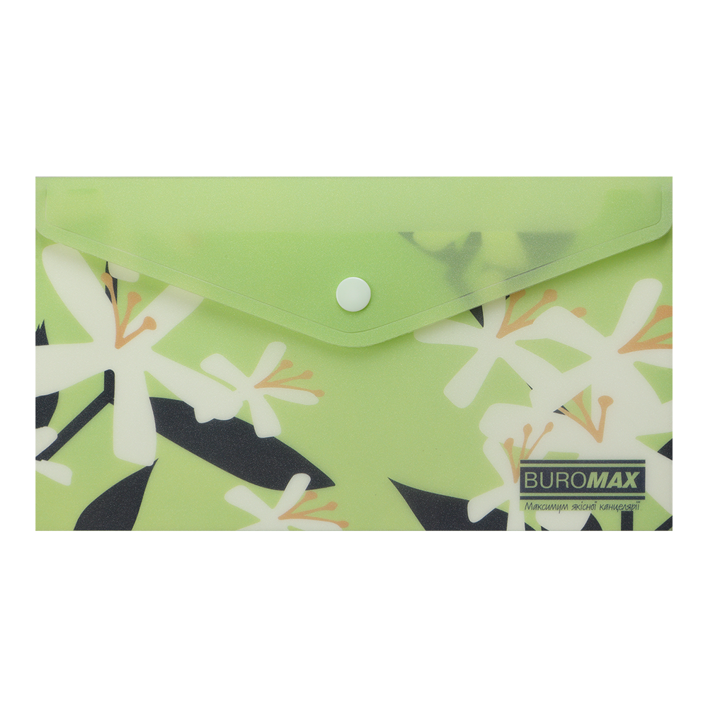 Папка-конверт на кнопці DL Arabeski, непрозорий матовий, пластик, салатовий, BM.3952-15
