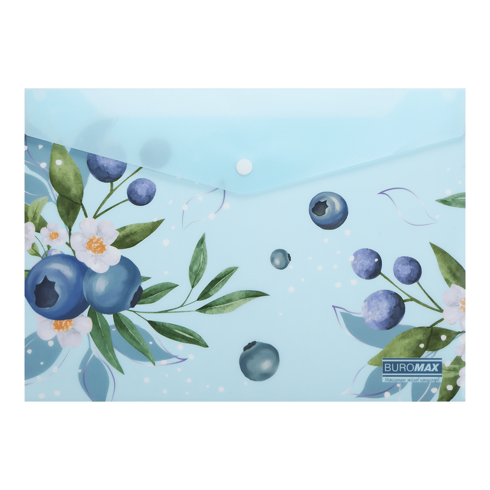 Папка-конверт на кнопці А4 Arabeski, непрозорий матовий, пластик, морська хвиля, BM.3943-17