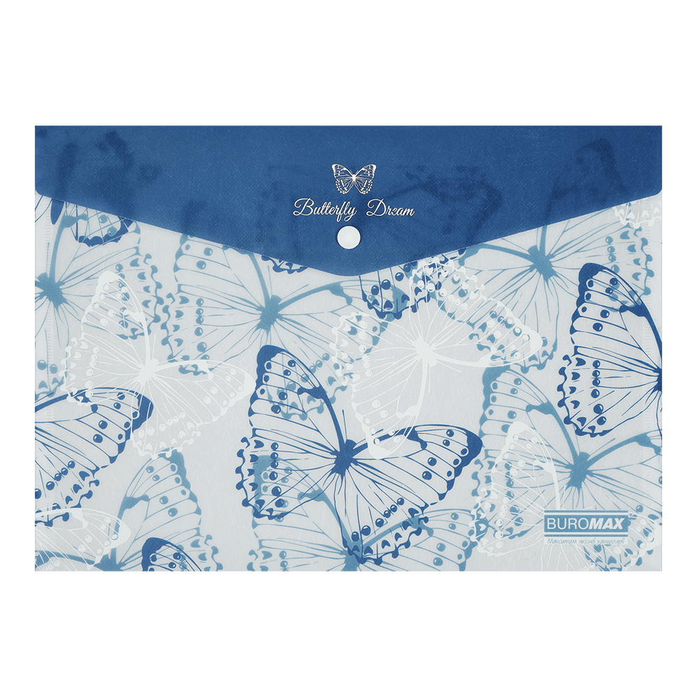 Папка-конверт на кнопці А4 Arabeski, непрозорий матовий, пластик, синій, BM.3943-02