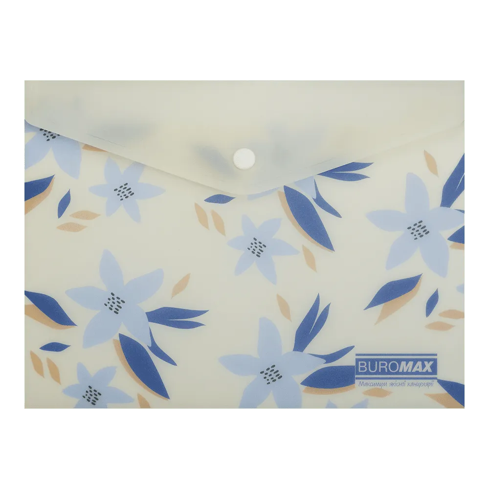 Папка-конверт на кнопці А5 Arabeski, непрозорий матовий, пластик, маренго, BM.3919-53