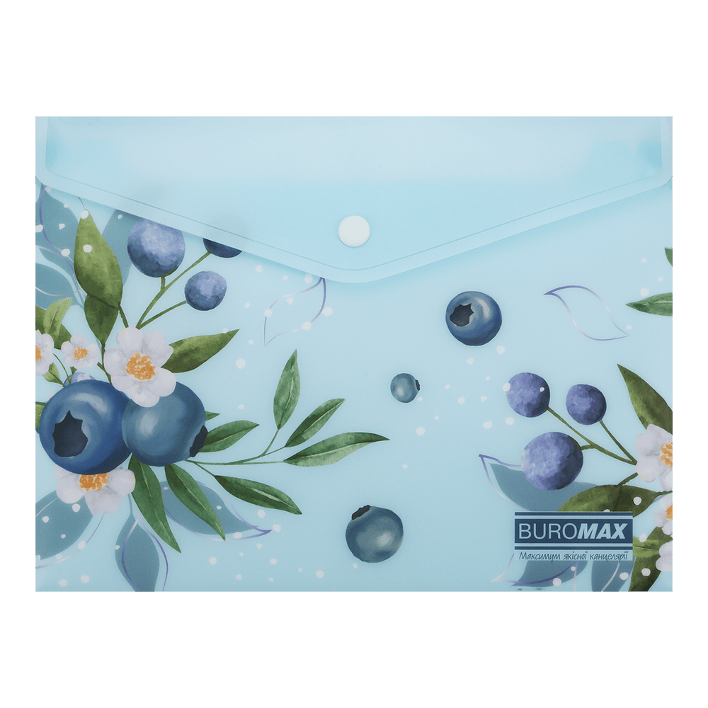 Папка-конверт на кнопці А5 Arabeski, непрозорий матовий, пластик, морська хвиля, BM.3919-17