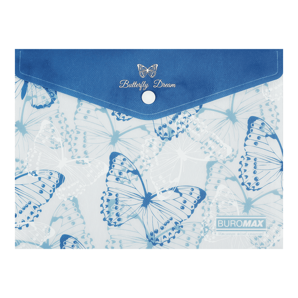 Папка-конверт на кнопці А5 Arabeski, непрозорий матовий, пластик, синій, BM.3919-02