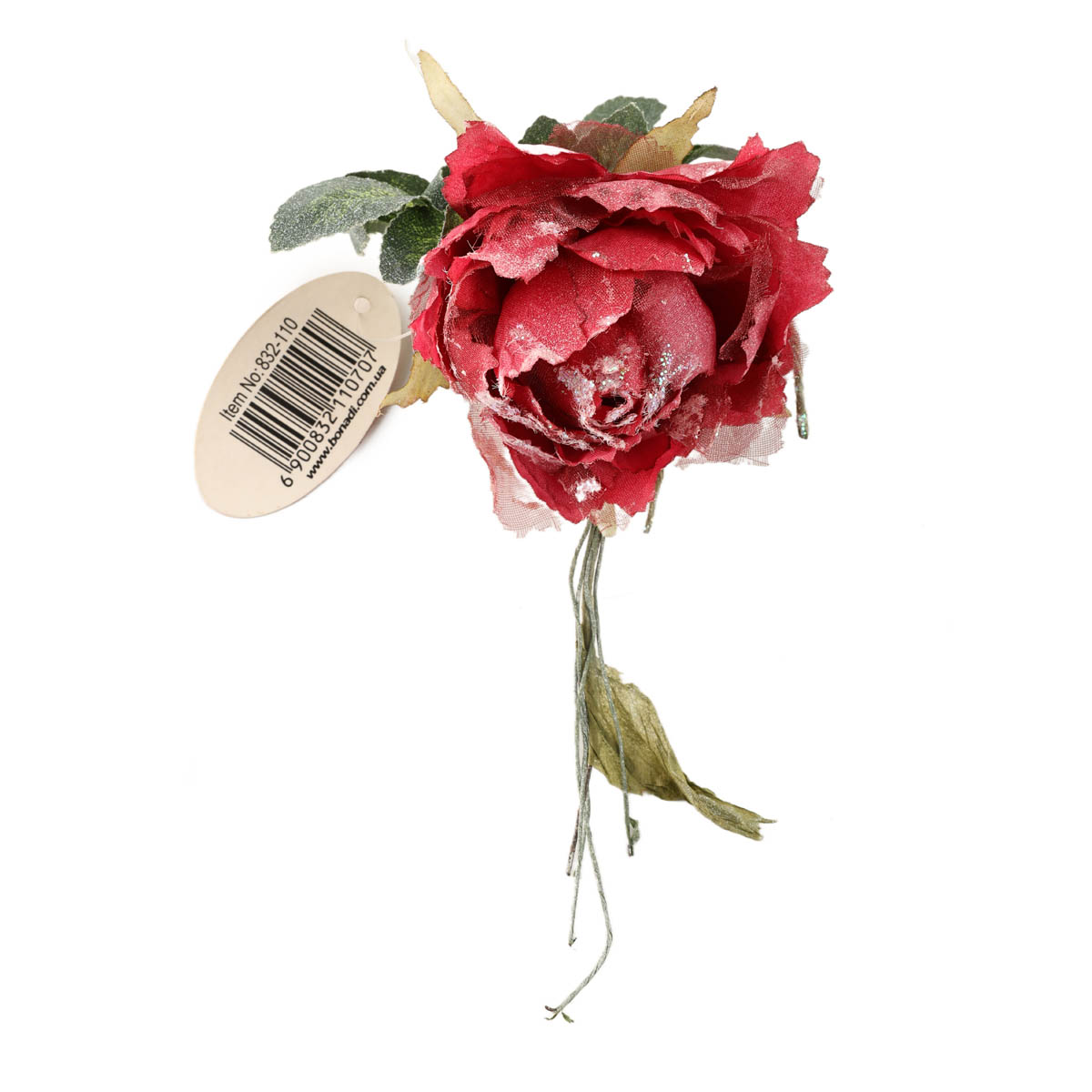 Декоративный цветок Роза 17 см, Бургунди, 832-110