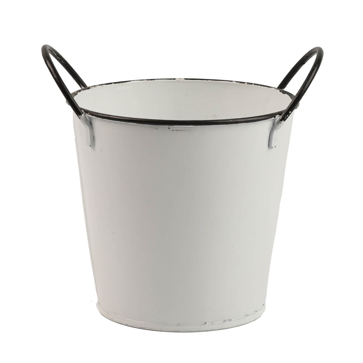 Горшок для растений цинковый круглый с новогодним принтом, белый рис., AZ3000010 1