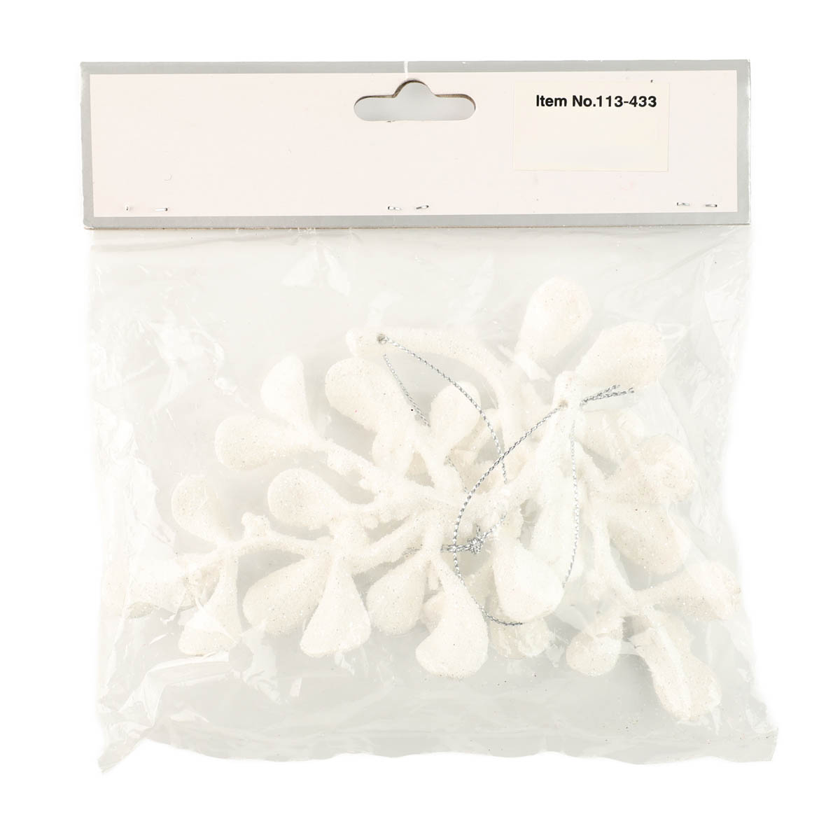 Набор елочных украшений Ветка (2 шт.), белый глиттер, 113-433