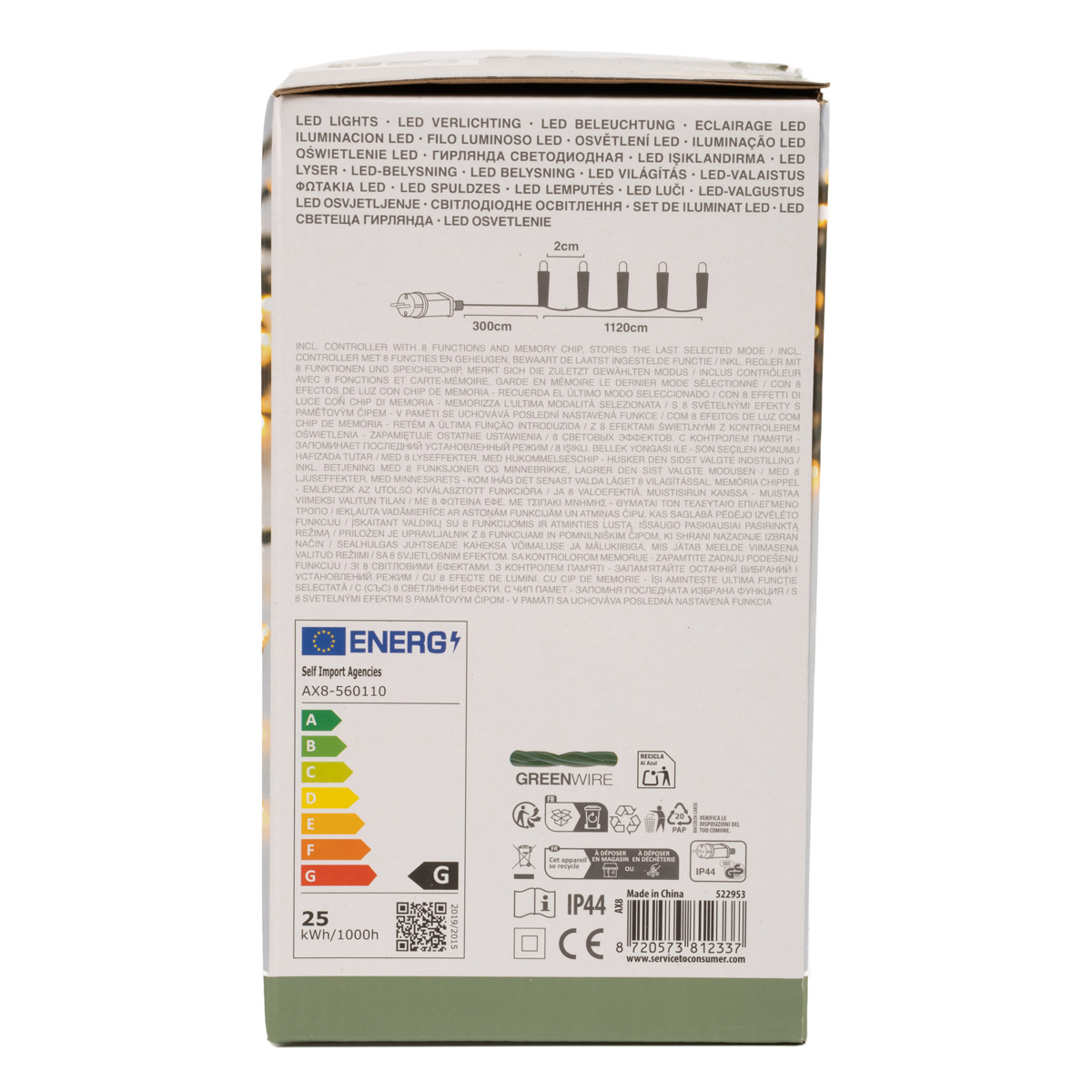 Гірлянда "Snake" із LED-ламп, 560 шт, тепло-біле світло, чорний  дріт (від мережі), AX8560110 4