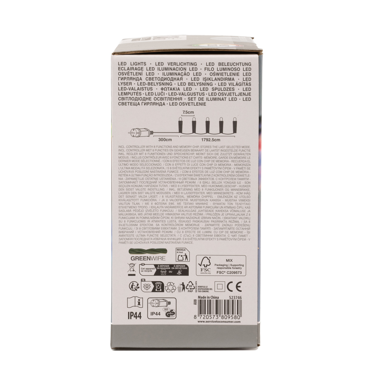 Гірлянда LED 240 ламп, чорний дріт, мультиколор , 8 реж., з таймером, довжина 3 м (від мережі) ,AX8452140 4