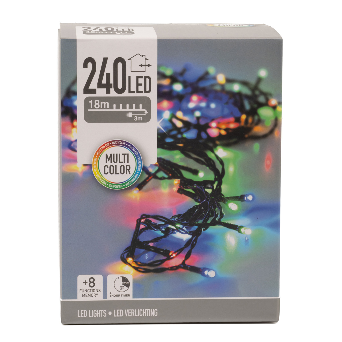 Гірлянда LED 240 ламп, чорний дріт, мультиколор , 8 реж., з таймером, довжина 3 м (від мережі) ,AX8452140
