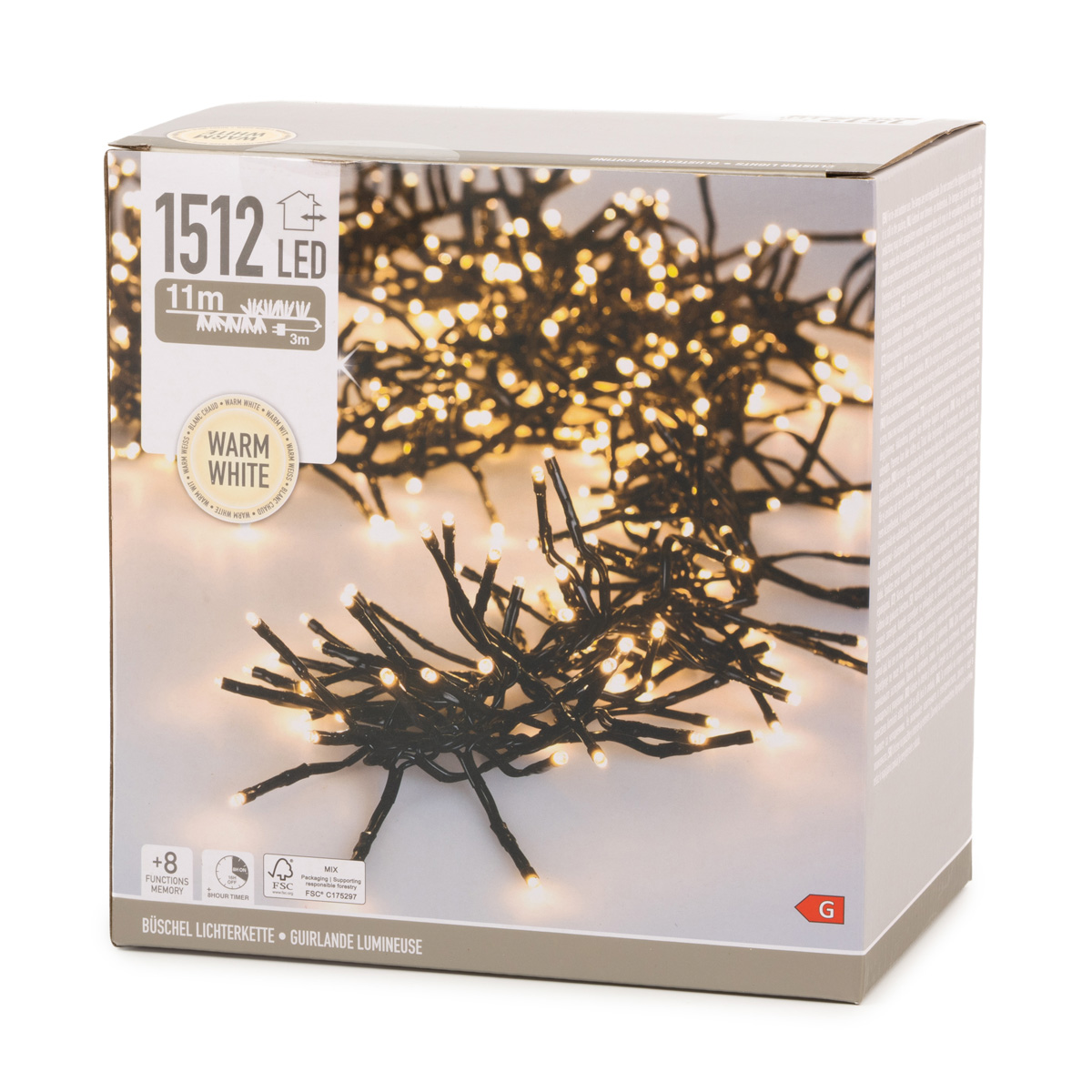 Гірлянда пучкова із LED-мультіламп, 1512 шт, тепло-біле світло, чорний дріт (від мережі), AX8550150