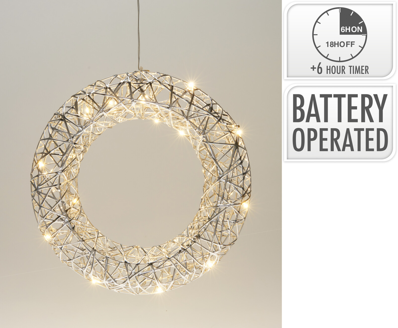 Прикраса сувенірна, декоративна "Вінок" ⌀40 см, із LED-підсвіткою, AMZ201040