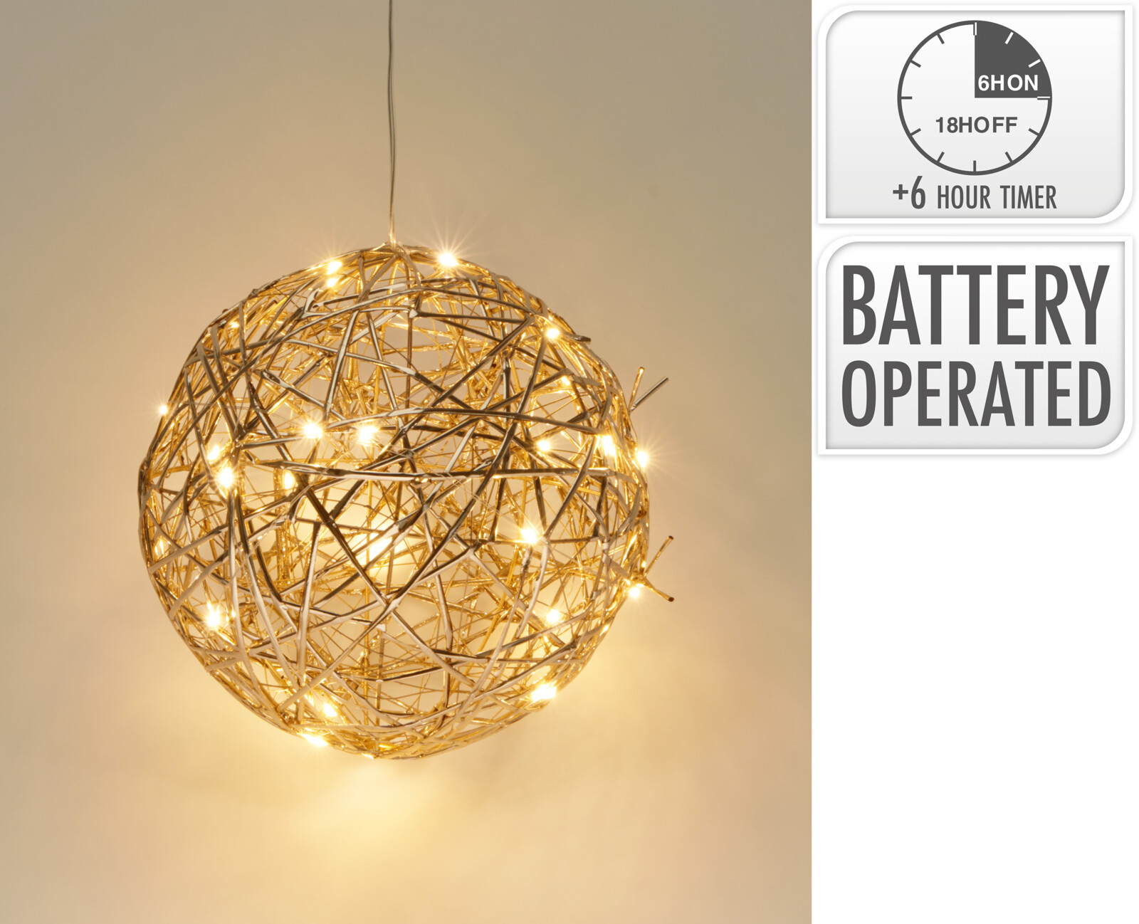 Прикраса сувенірна, декоративна "Куля" з LED-підсвіткою, 20*20*20 см, AMZ200580