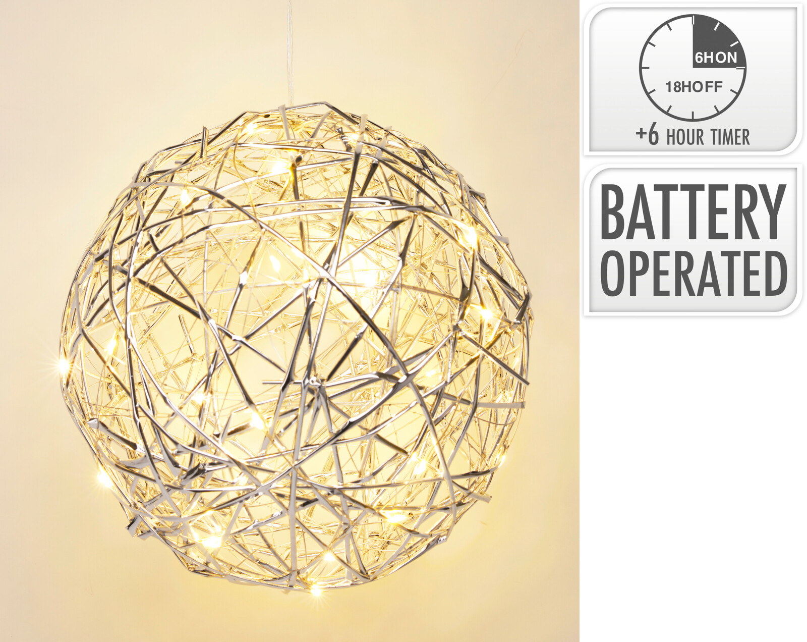 Прикраса сувенірна, декоративна "Куля" з LED-підсвіткою, 20*20*20 см, AMZ201080