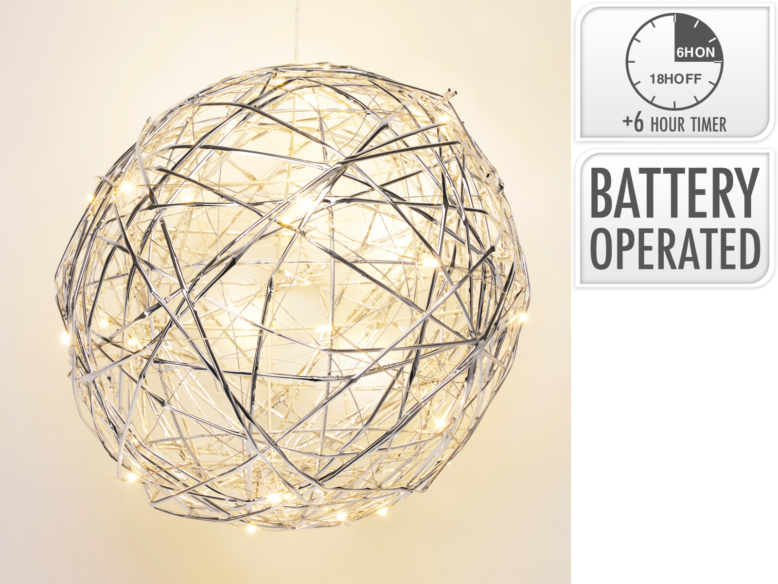 Прикраса сувенірна, декоративна "Куля" з LED-підсвіткою, 25*25*25 см, AMZ201090