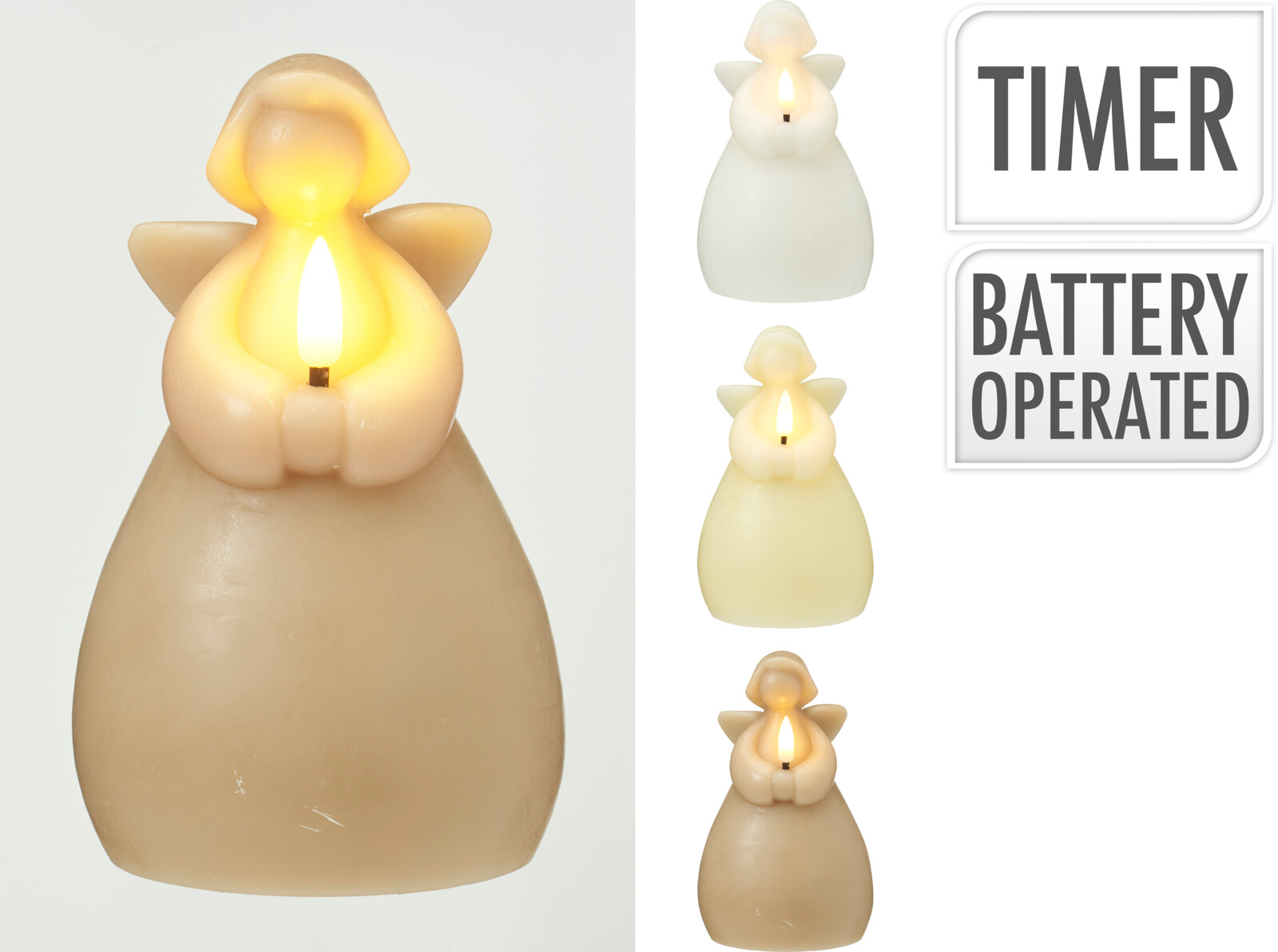 Свеча LED «Ангел», тепло-белый свет, 9,5*15 см, батарейки: 2*AA (не входят в комплект), MC5801280