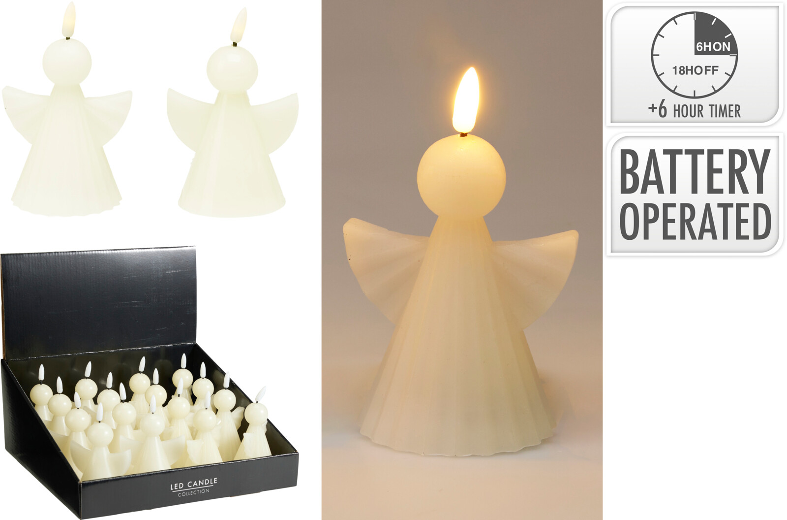 Свеча Ангел с LED подсветкой (батарейки: 3*LR44 в комплекте), AX5438910