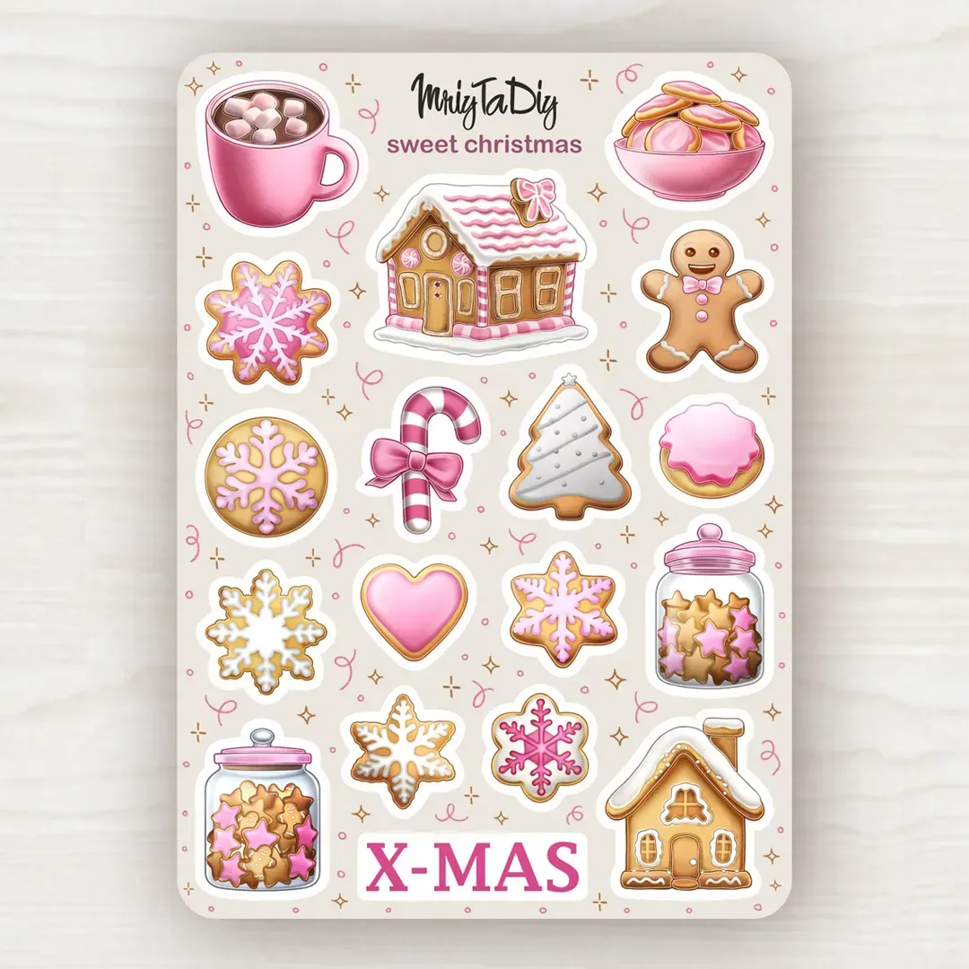 Стикер лист с наклейками MriyTaDiy, "Sweet Christmas"