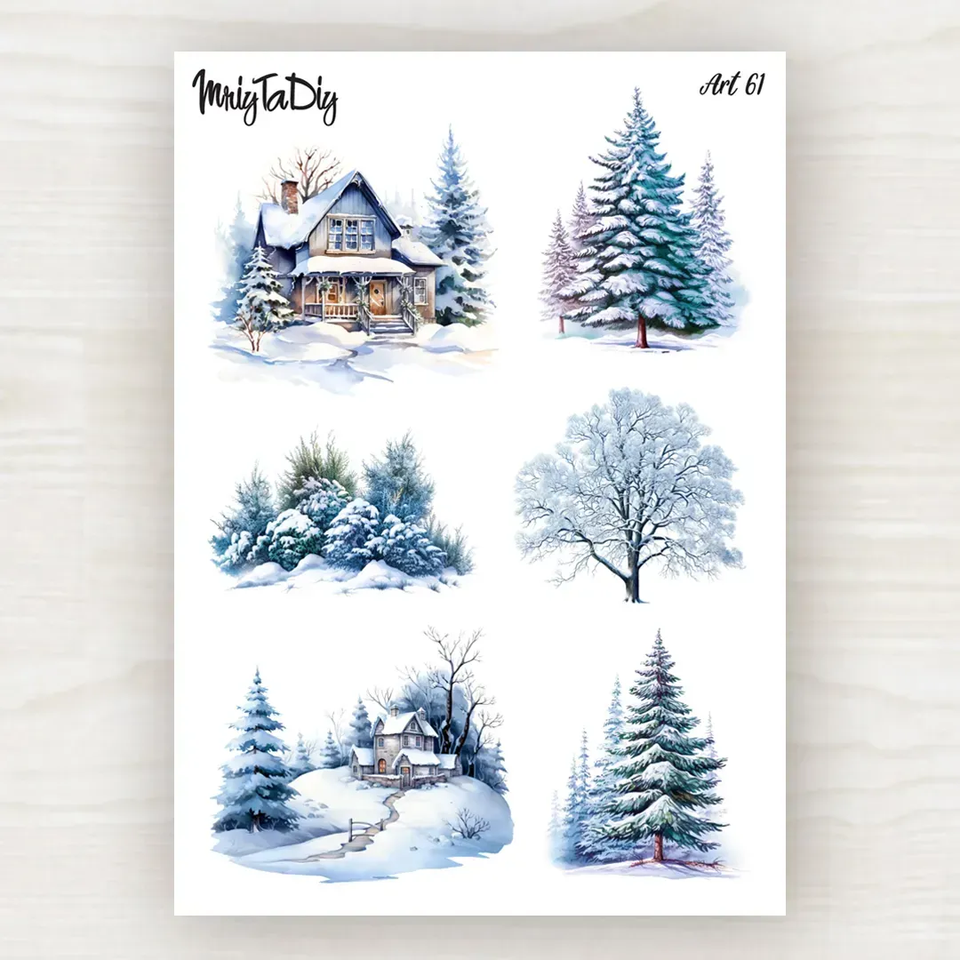 Стикер лист с наклейками MriyTaDiy, Art-61, "Зима"