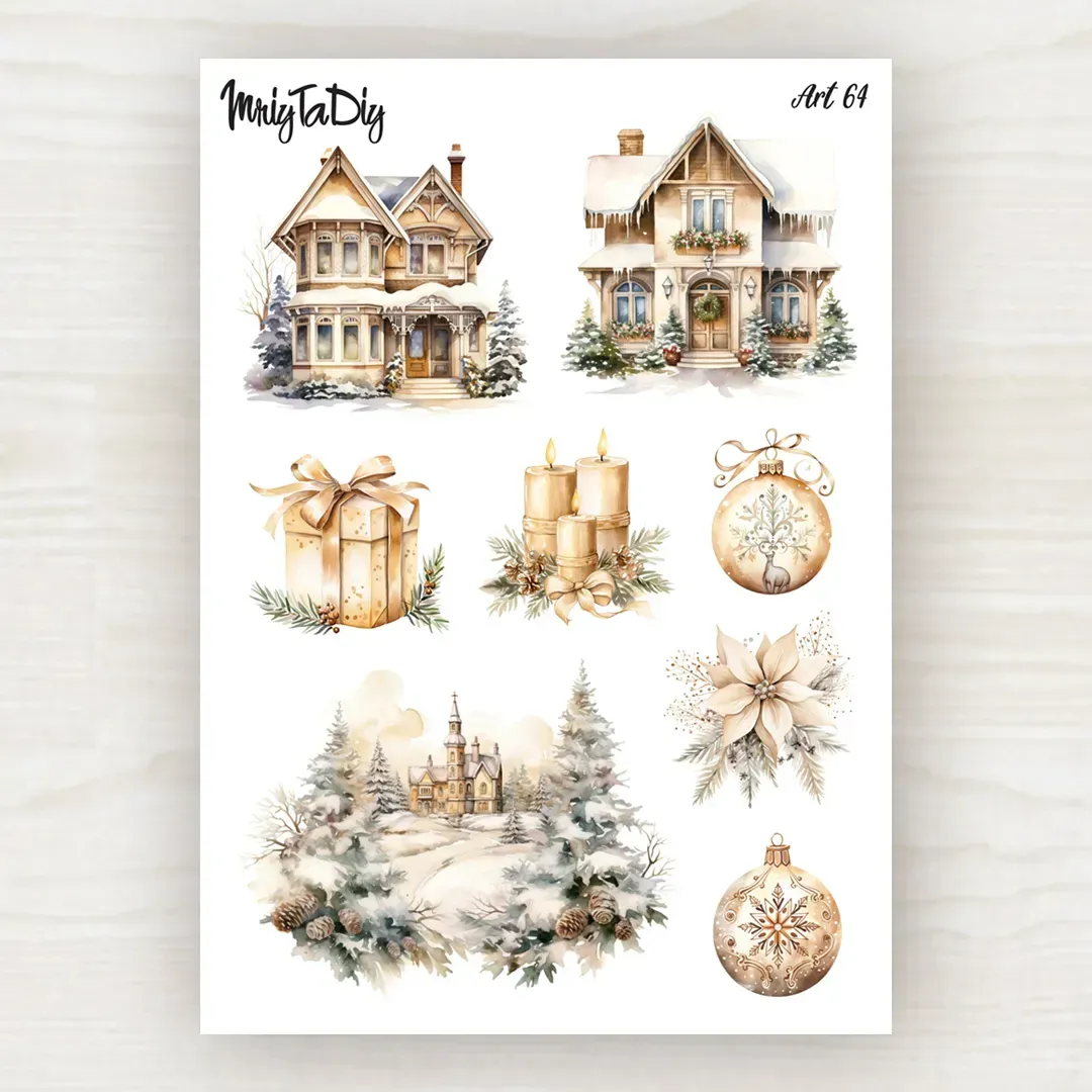 Стікер лист з наклейками MriyTaDiy, Art-64, "Зимові будинки"