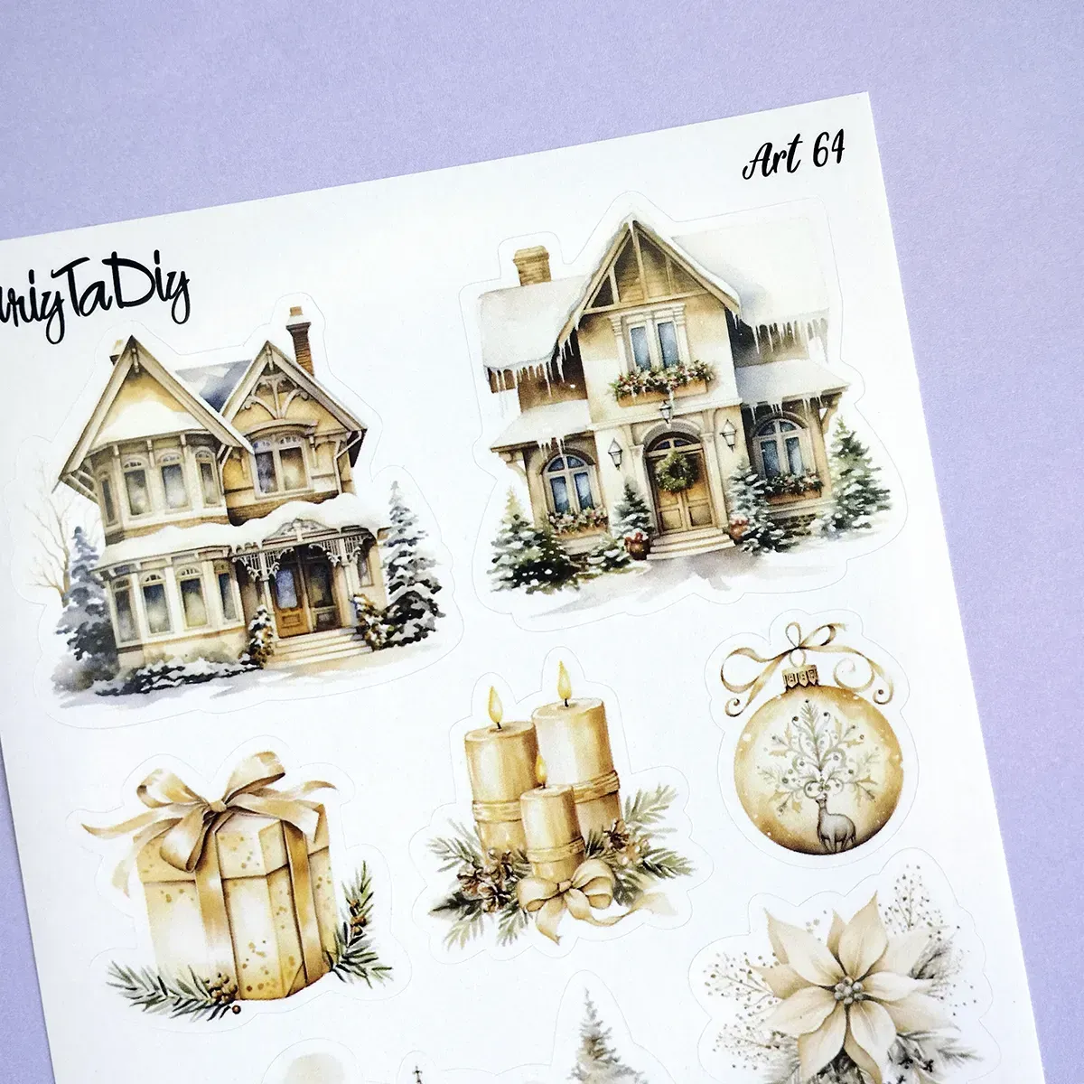 Стікер лист з наклейками MriyTaDiy, Art-64, "Зимові будинки" 2