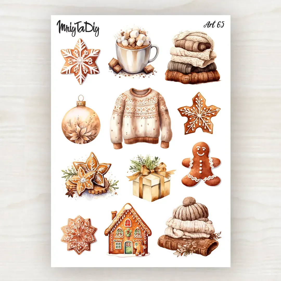 Стикер лист с наклейками MriyTaDiy, Art-65, "Сладкая зима"
