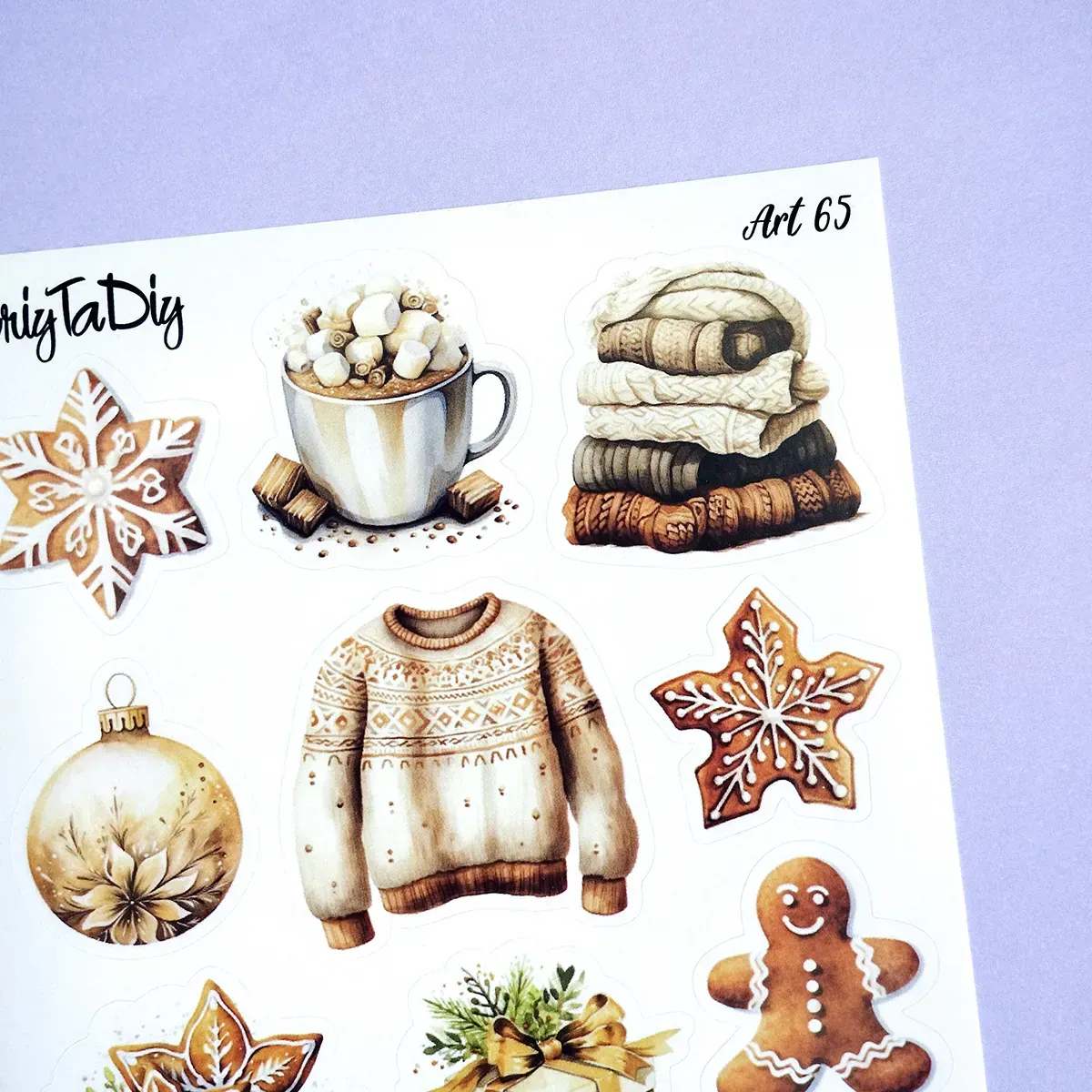 Стикер лист с наклейками MriyTaDiy, Art-65, "Сладкая зима" 2