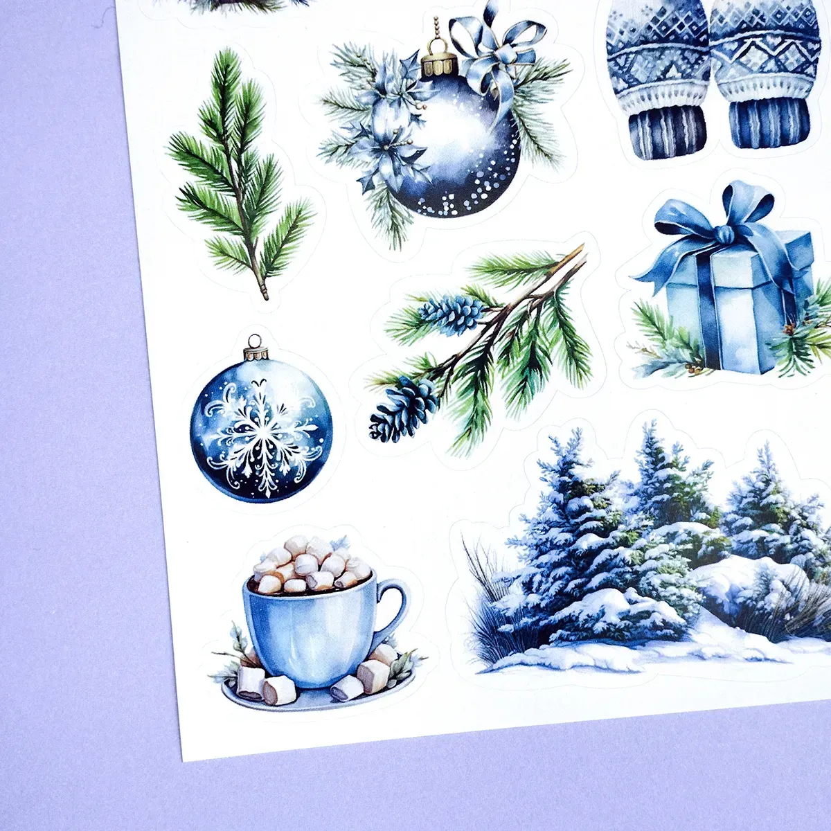 Стикер лист с наклейками MriyTaDiy, Art-66, "Голубая зима" 3