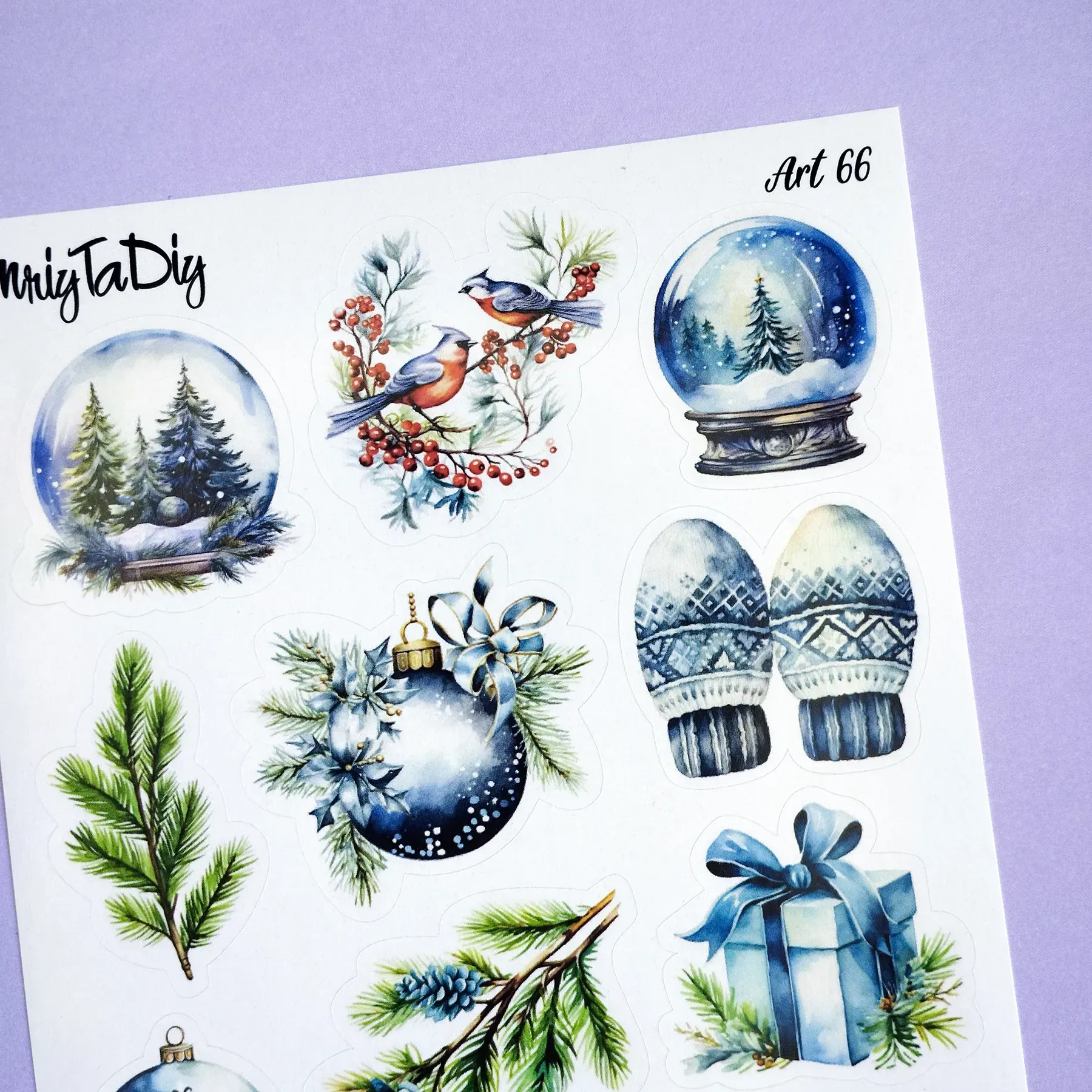 Стикер лист с наклейками MriyTaDiy, Art-66, "Голубая зима" 2