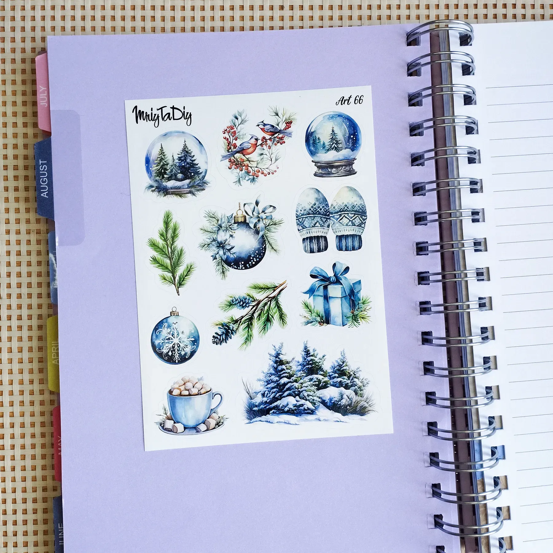 Стикер лист с наклейками MriyTaDiy, Art-66, "Голубая зима" 1