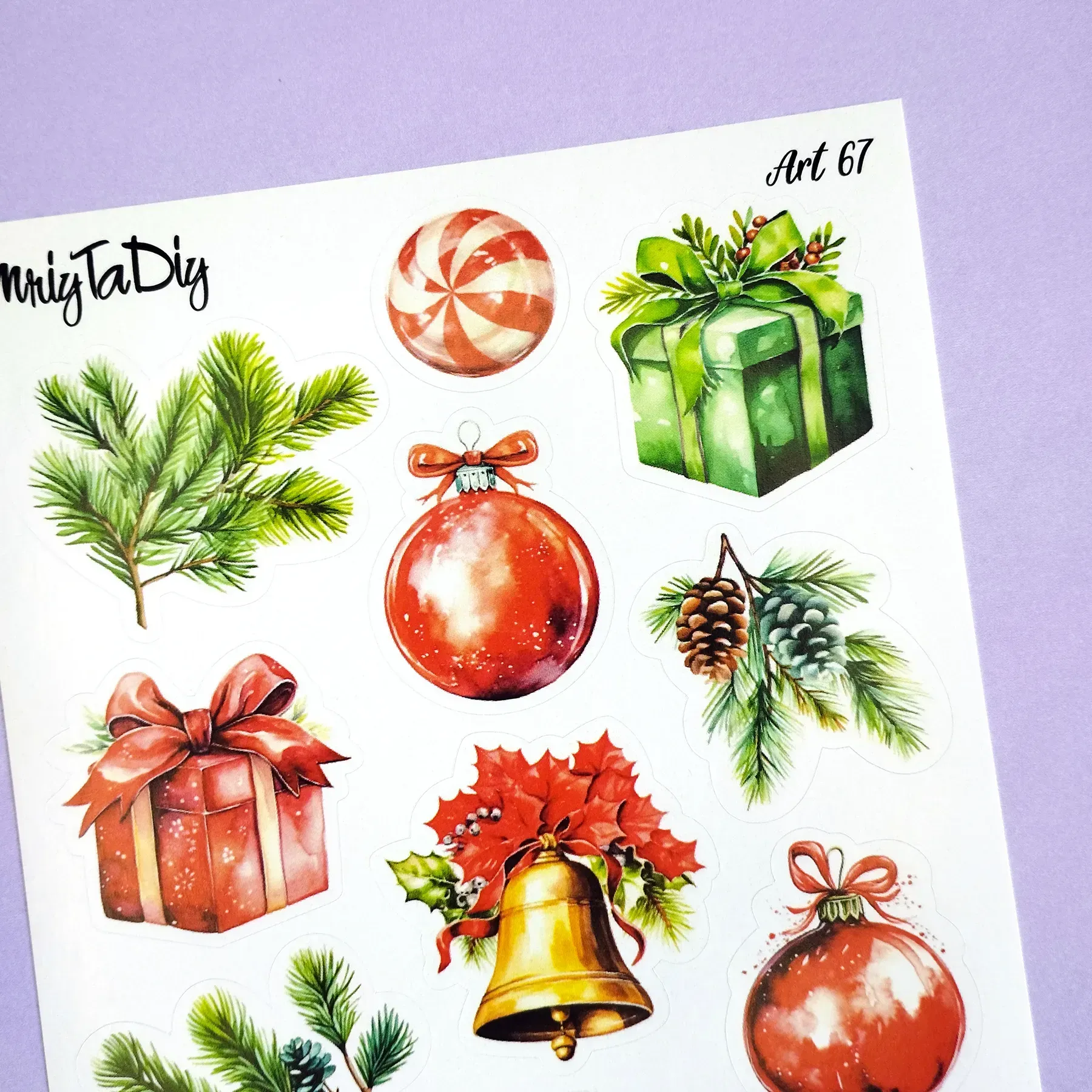 Стикер лист с наклейками MriyTaDiy, Art-67, "Рождественское чудо" 2