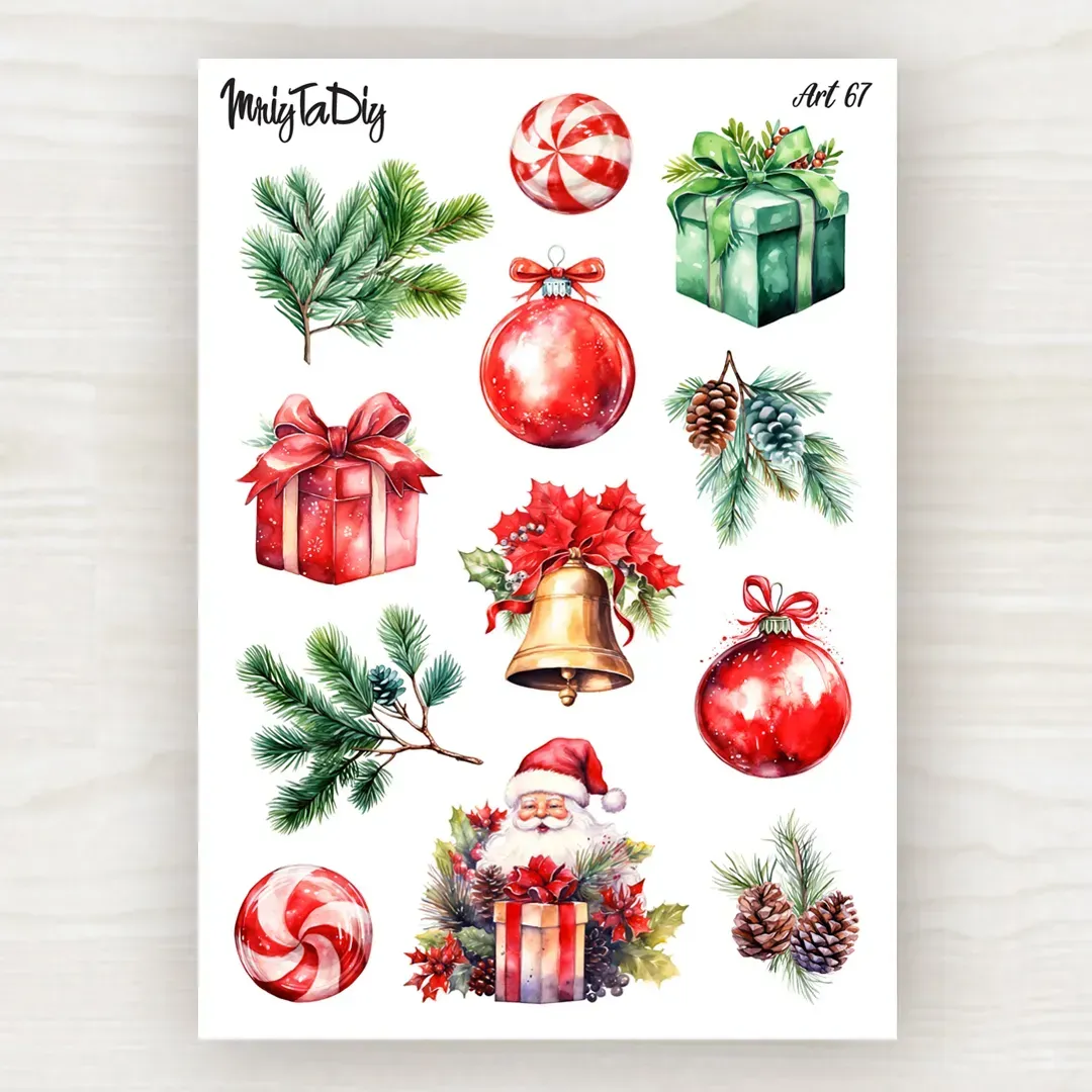 Стикер лист с наклейками MriyTaDiy, Art-67, "Рождественское чудо"