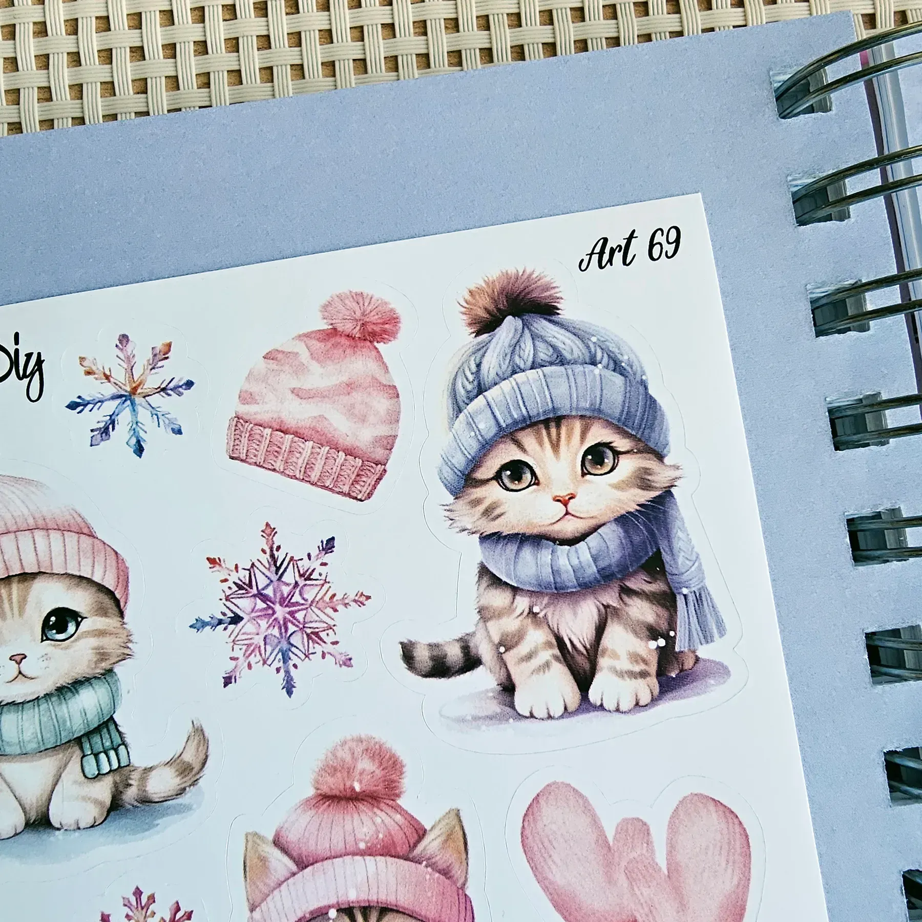 Стікер лист з наклейками MriyTaDiy, Art-69, "Зимові котики -1" 2