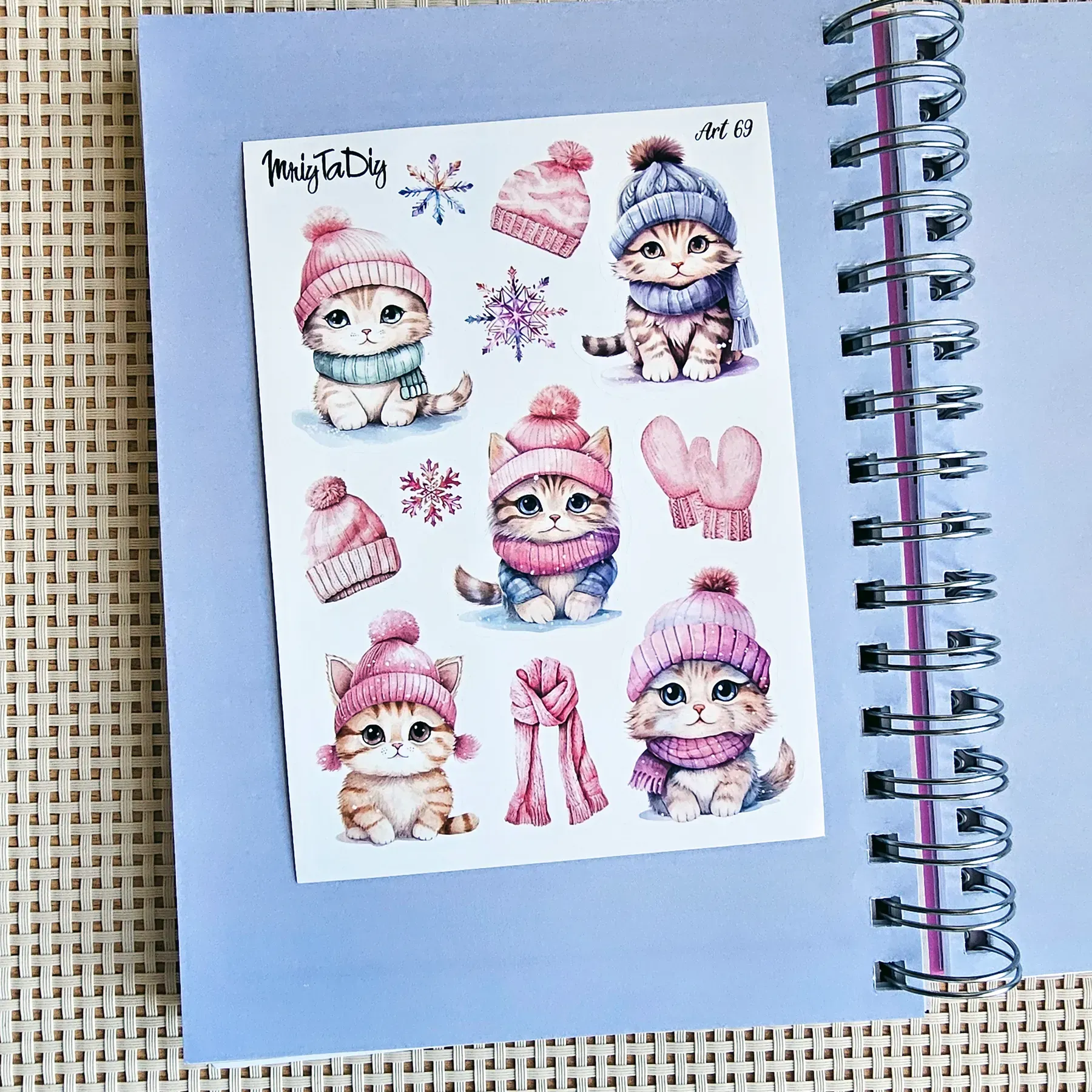 Стікер лист з наклейками MriyTaDiy, Art-69, "Зимові котики -1" 1