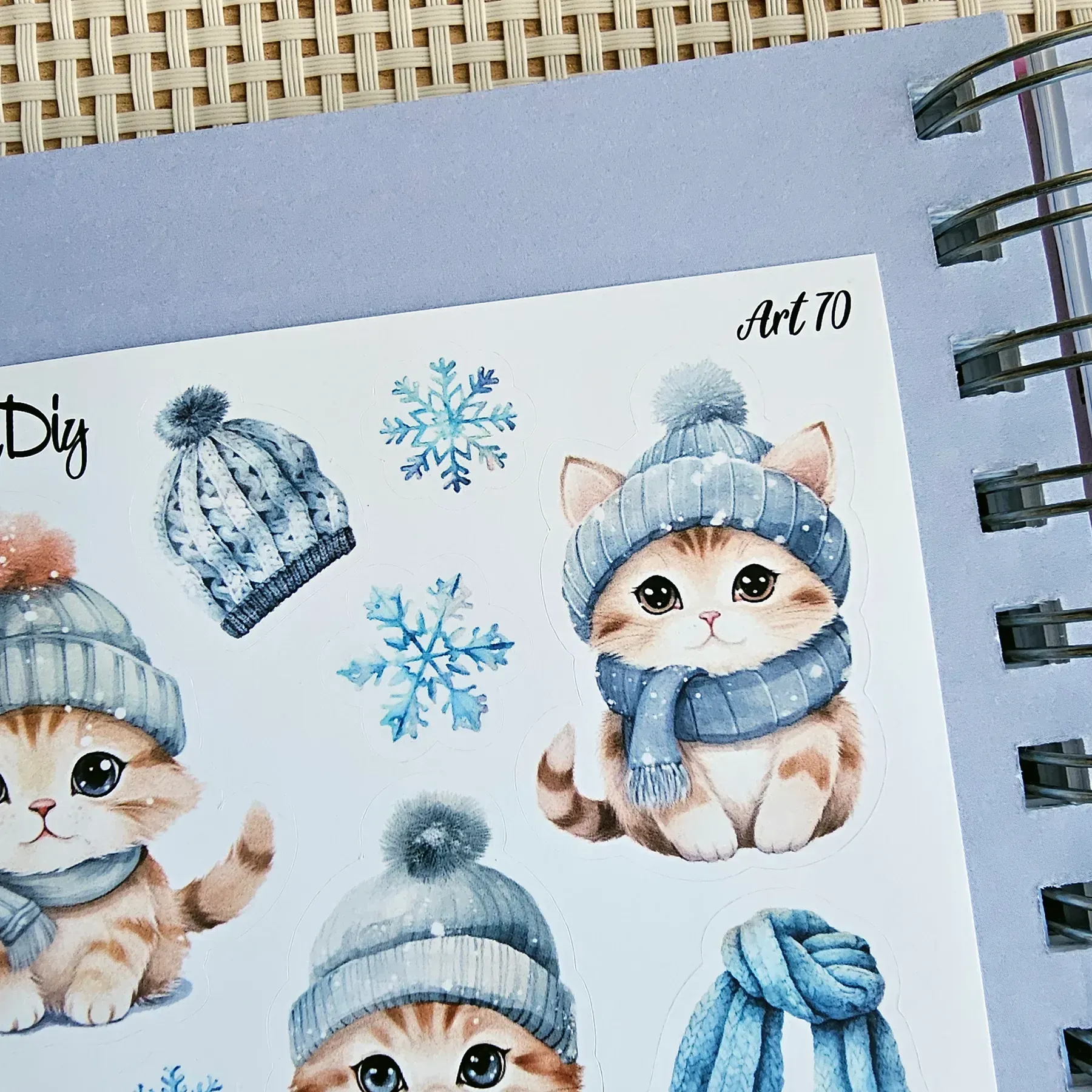 Стикер лист с наклейками MriyTaDiy, Art-70, "Зимние котики -2" 2