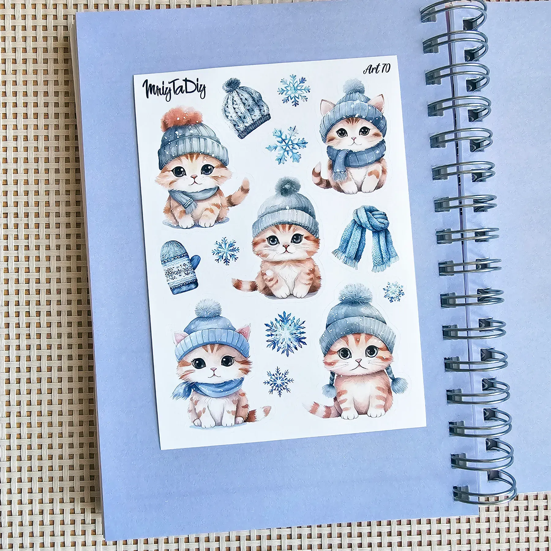Стикер лист с наклейками MriyTaDiy, Art-70, "Зимние котики -2" 1