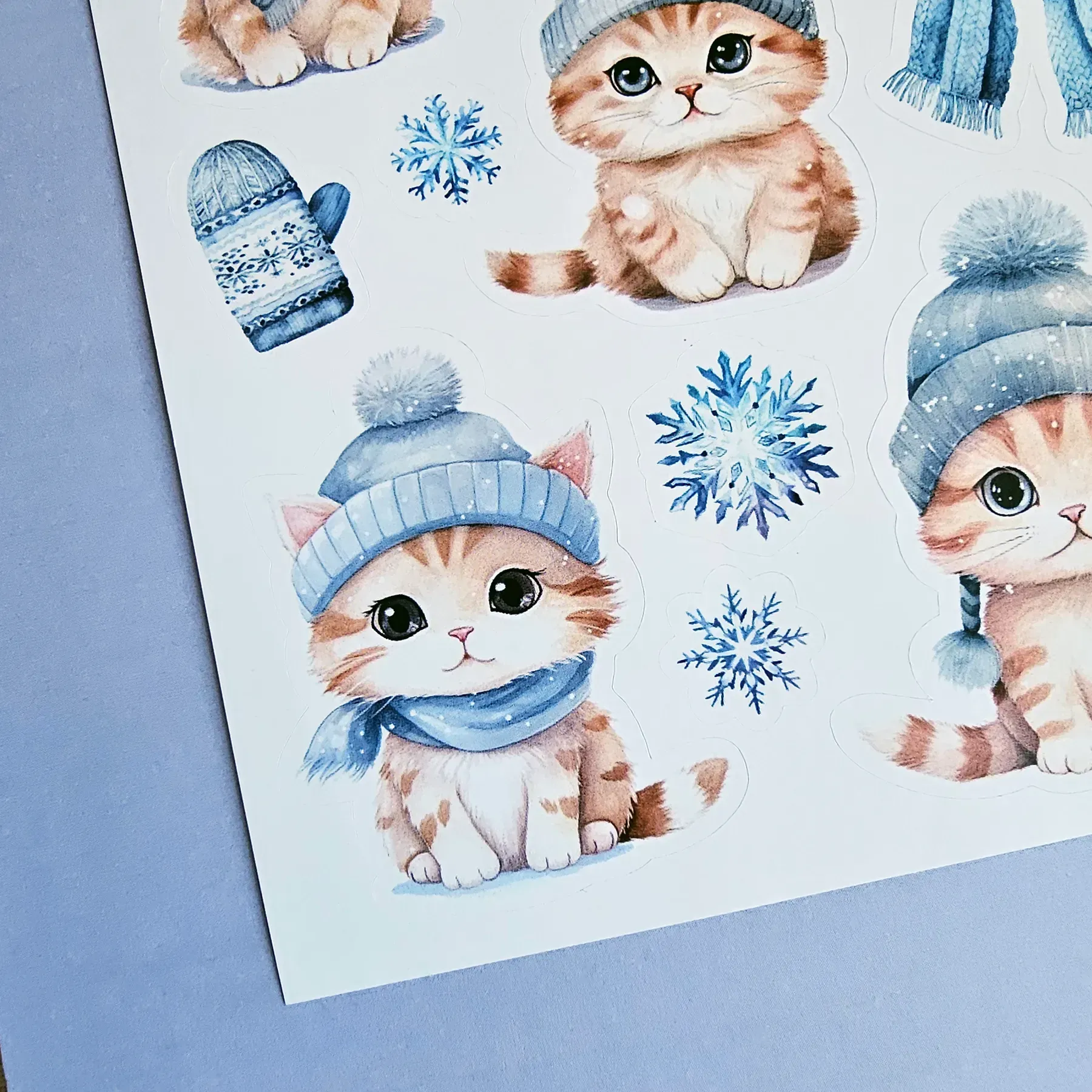 Стикер лист с наклейками MriyTaDiy, Art-70, "Зимние котики -2" 3