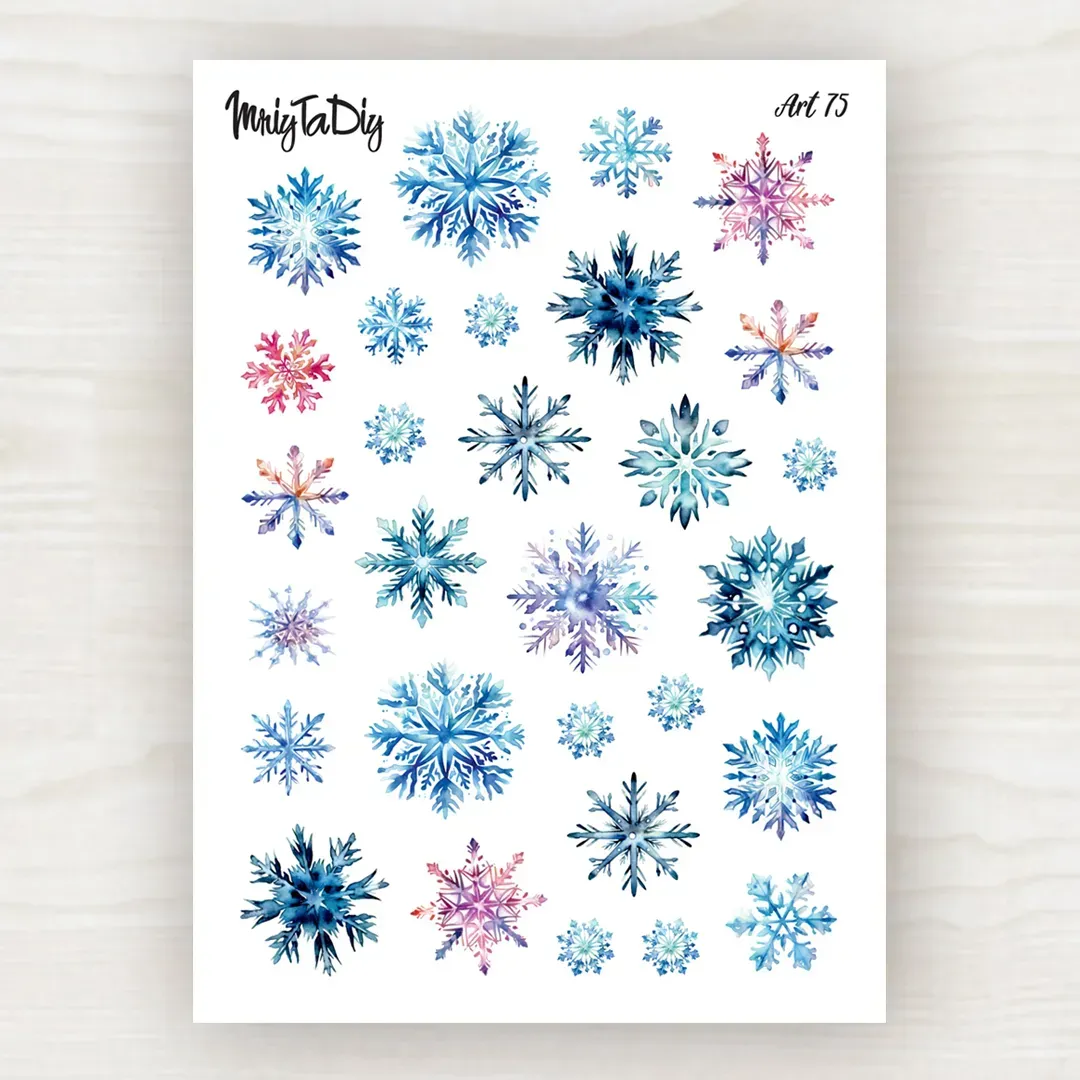 Стікер лист з наклейками MriyTaDiy, Art-75, "Сніжинки"