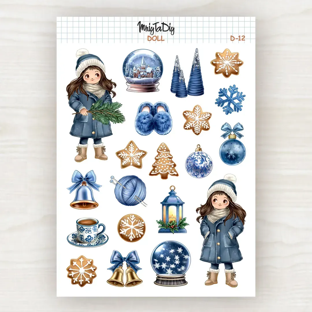 Стікер лист з наклейками MriyTaDiy, Doll-12, "Сніжна казка"