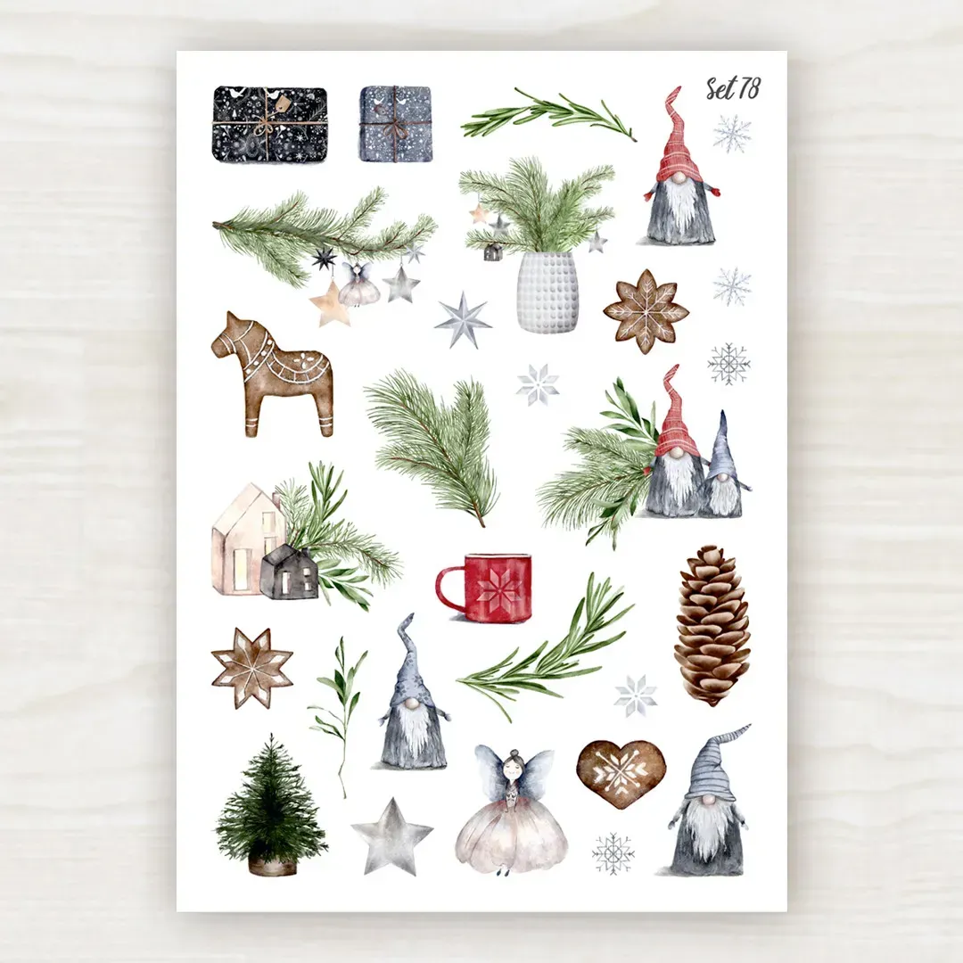 Стикер лист с наклейками MriyTaDiy, set 78, "Зимние праздники -2"