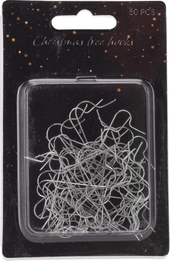 Крючки металлические для елочных украшений 3,5 см (50 шт.), серебро, AWR000020