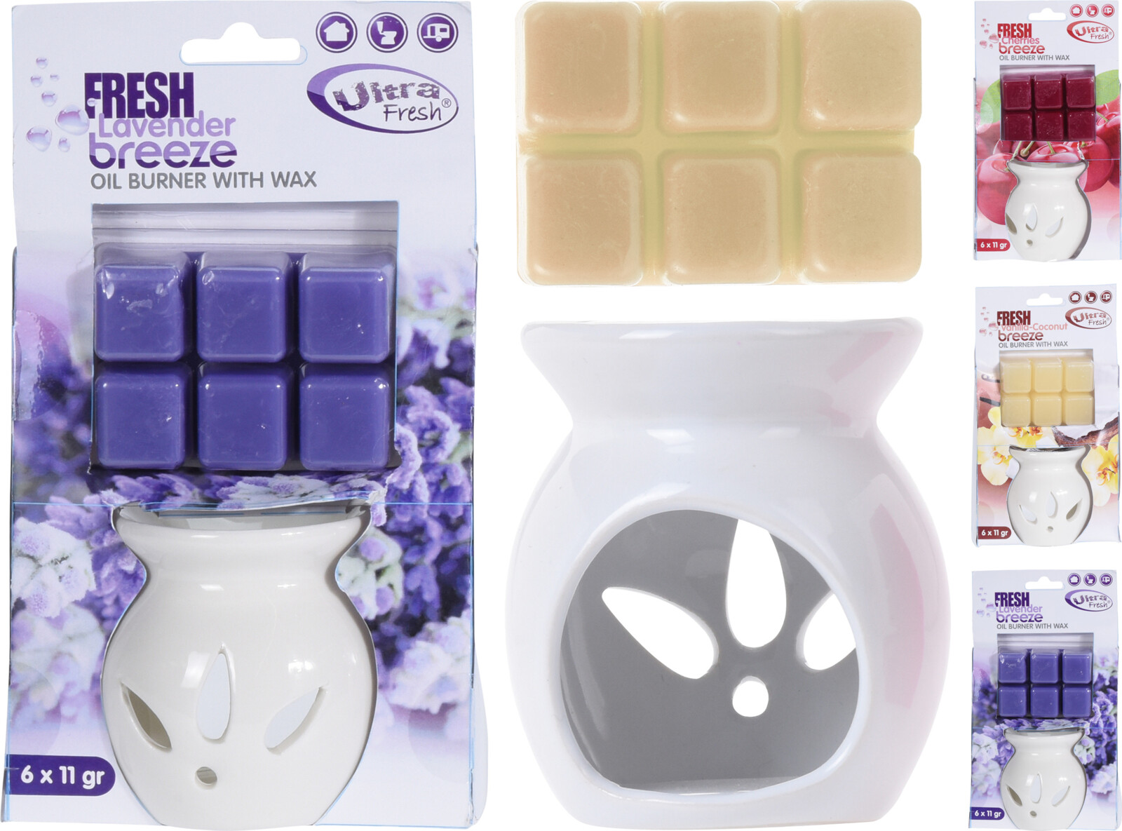 Аромалампа керамічна з 6 восковими кубиками по 11 г, аромат в асортименті, 11*8*12 см, 175000140