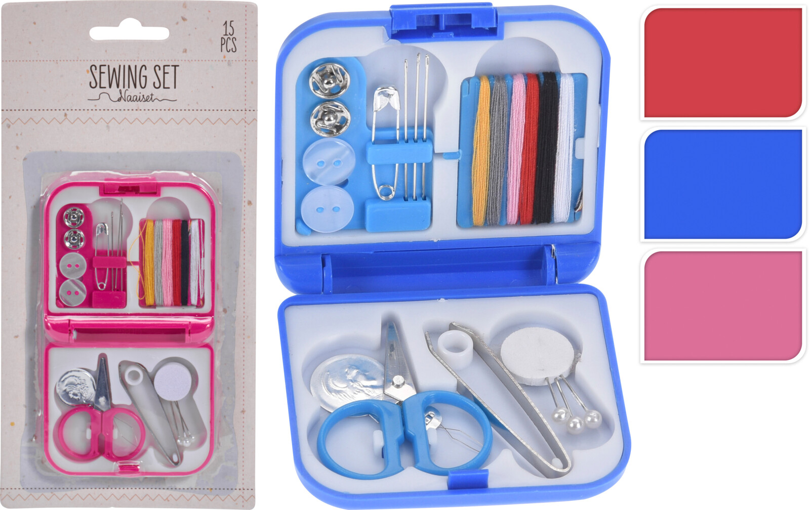 Дорожній набір для шиття, 15 предметів, у поліпропіленовому боксі, 159106120