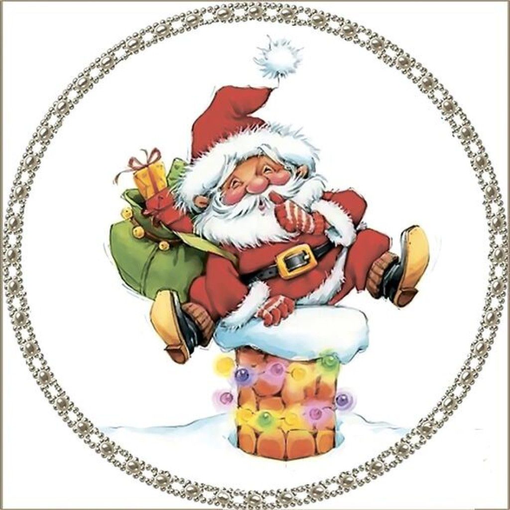 Объемная картина из бумаги 151 «Санта на трубе» 11*11 см, РТ150072, ТМ «Tela Artis»