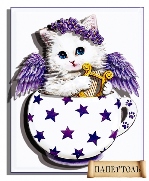 Объемная картина из бумаги 172 «Кото-чашка Звездочка» 10*12 см, РТ150093, ТМ «Tela Artis»