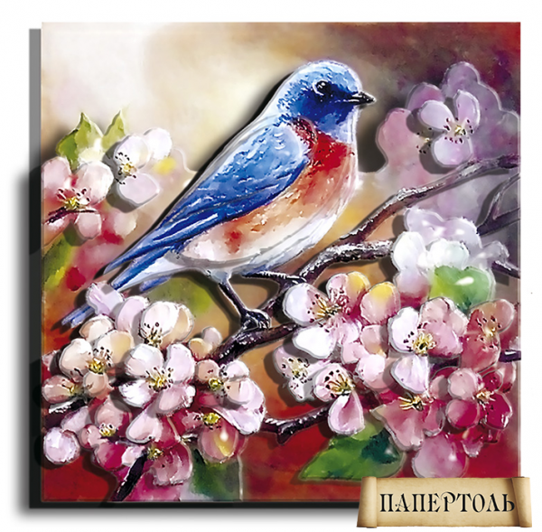 Объемная картина из бумаги 180 «Весенняя птичка» 12*12 см, РТ150101, ТМ «Tela Artis»