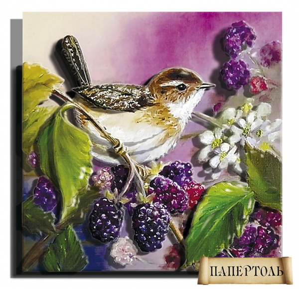 Объемная картина из бумаги 181 «Летняя птичка» 12*12 см, РТ150102, ТМ «Tela Artis»